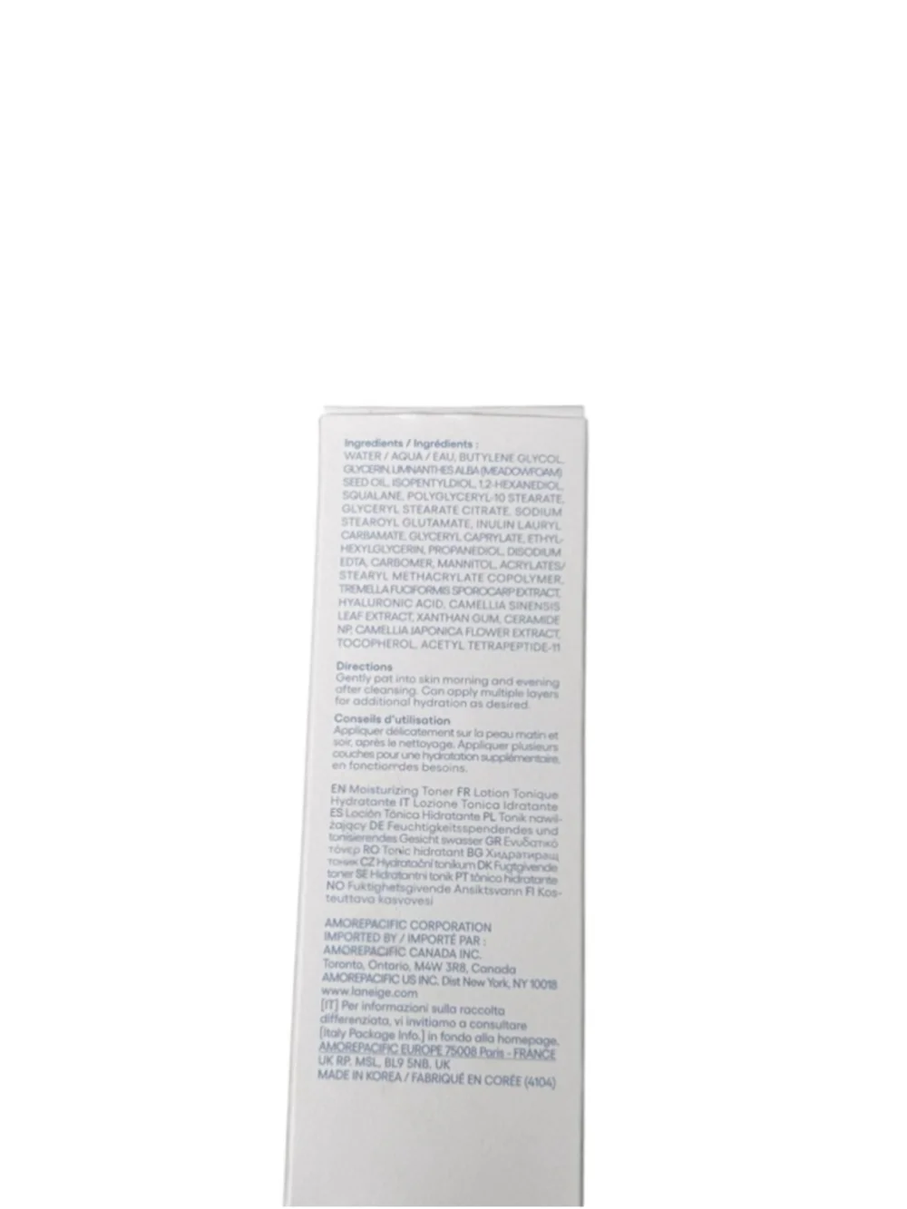 Laneige Cream Skin Milky Toner with Ceramides & Peptides Nourishing Hydration